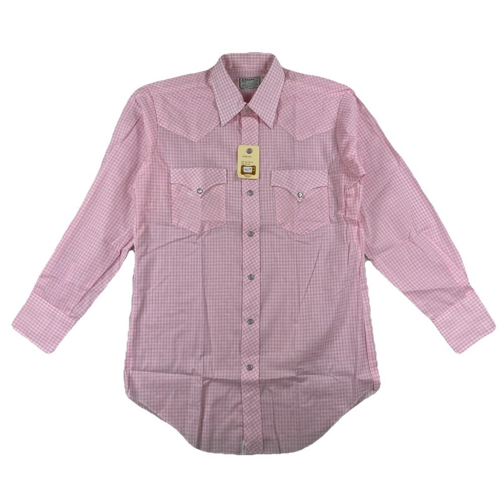 Vintage H Bar C Ranchwear Western Pearl Snap‎ Shirt Men's 15 1/2 33 Pink USA NWT